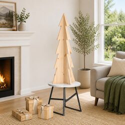 112cm Wooden Christmas Tree Decoration in Natural Pine