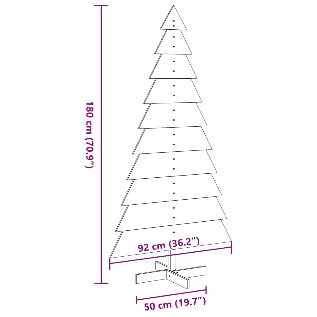 Wooden Christmas Tree Decoration for Home Office 180cm Solid Pine Wood Natural Holiday Decor