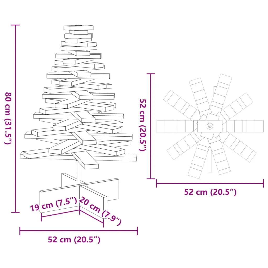 Wooden Christmas Tree Decoration 80cm Natural Pine Rotating Branches Holiday Use Home Office Event