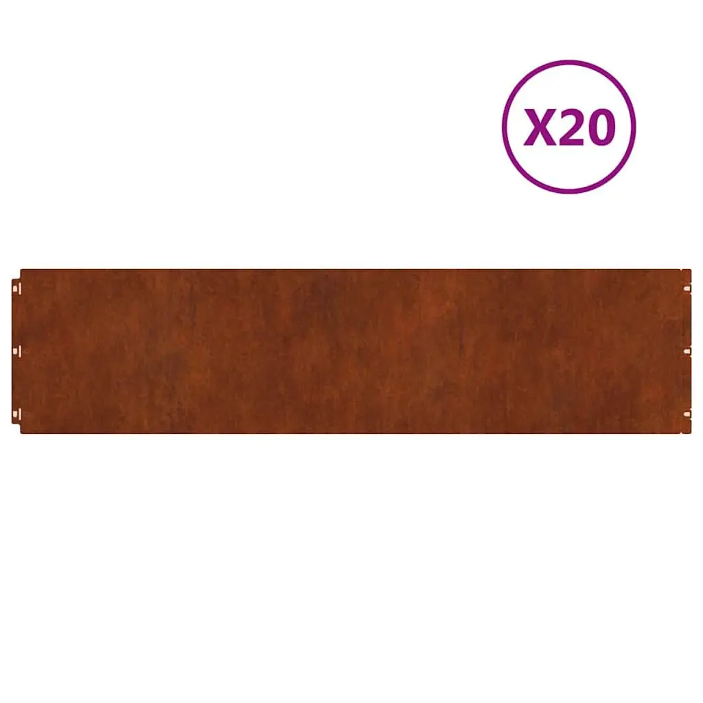 Lawn Garden Edging Borders 20 pcs 25x103 cm Flexible Weathering Steel Brown