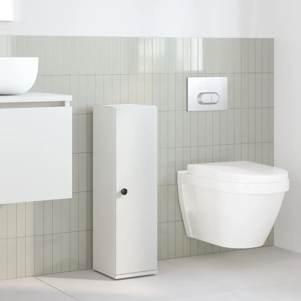 Bathroom Cabinet Storage Cupboard with Toilet Roll Holder 20.5W x 22D x 72H cm White