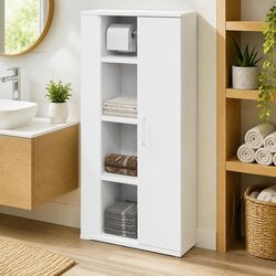 Bathroom Cabinet White Roll Holder Storage Cupboard Vanity Unit 39x22x90cm