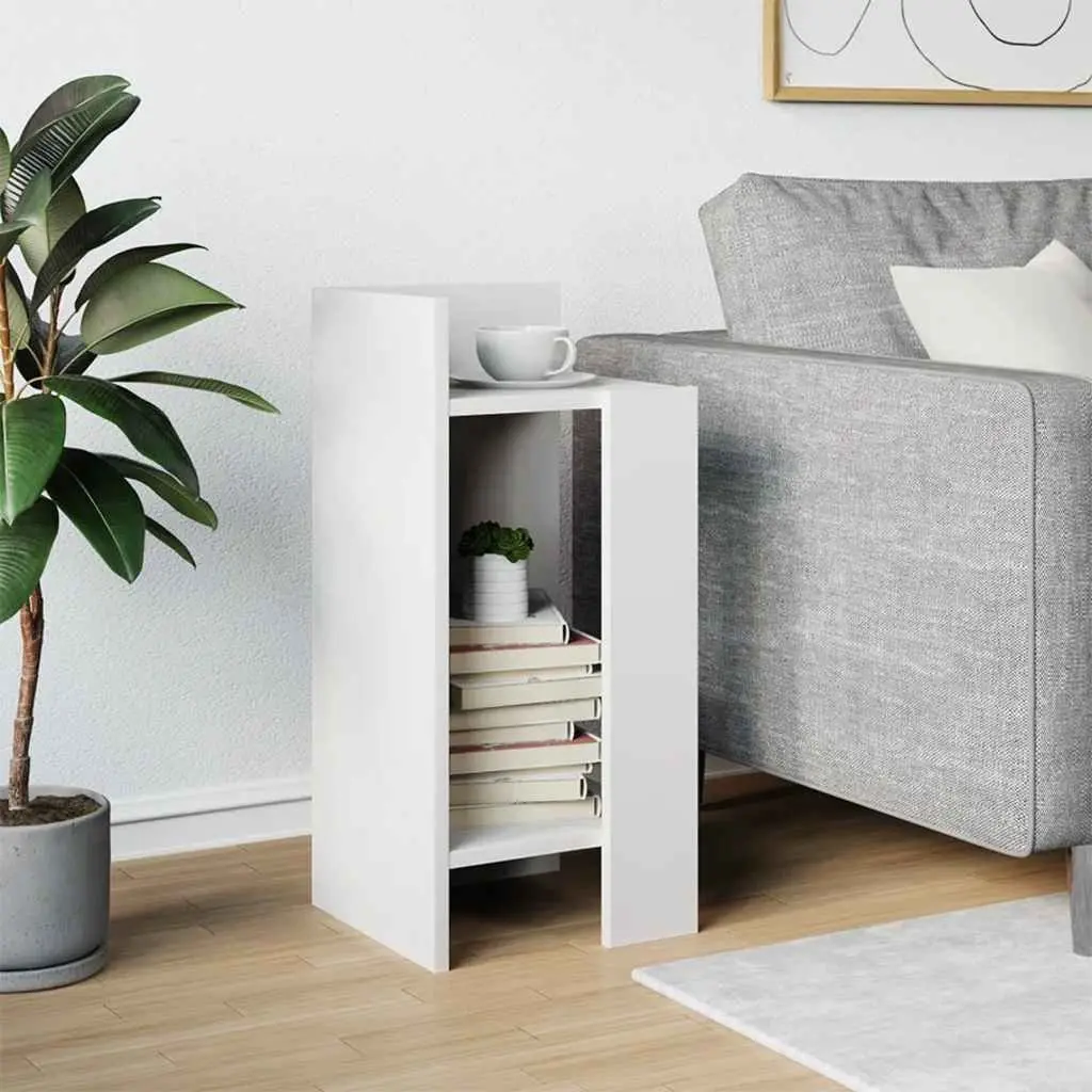 End Table with Open Shelf White Accent Side Table Living Room Storage Display