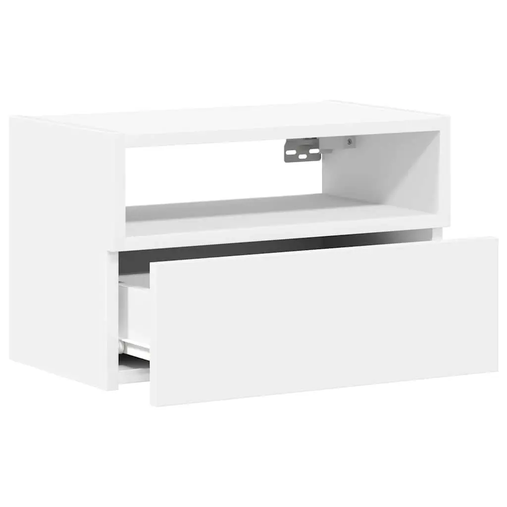 Bedside Cabinet Wall-mounted White Storage Drawer Nightstand Floating Shelf