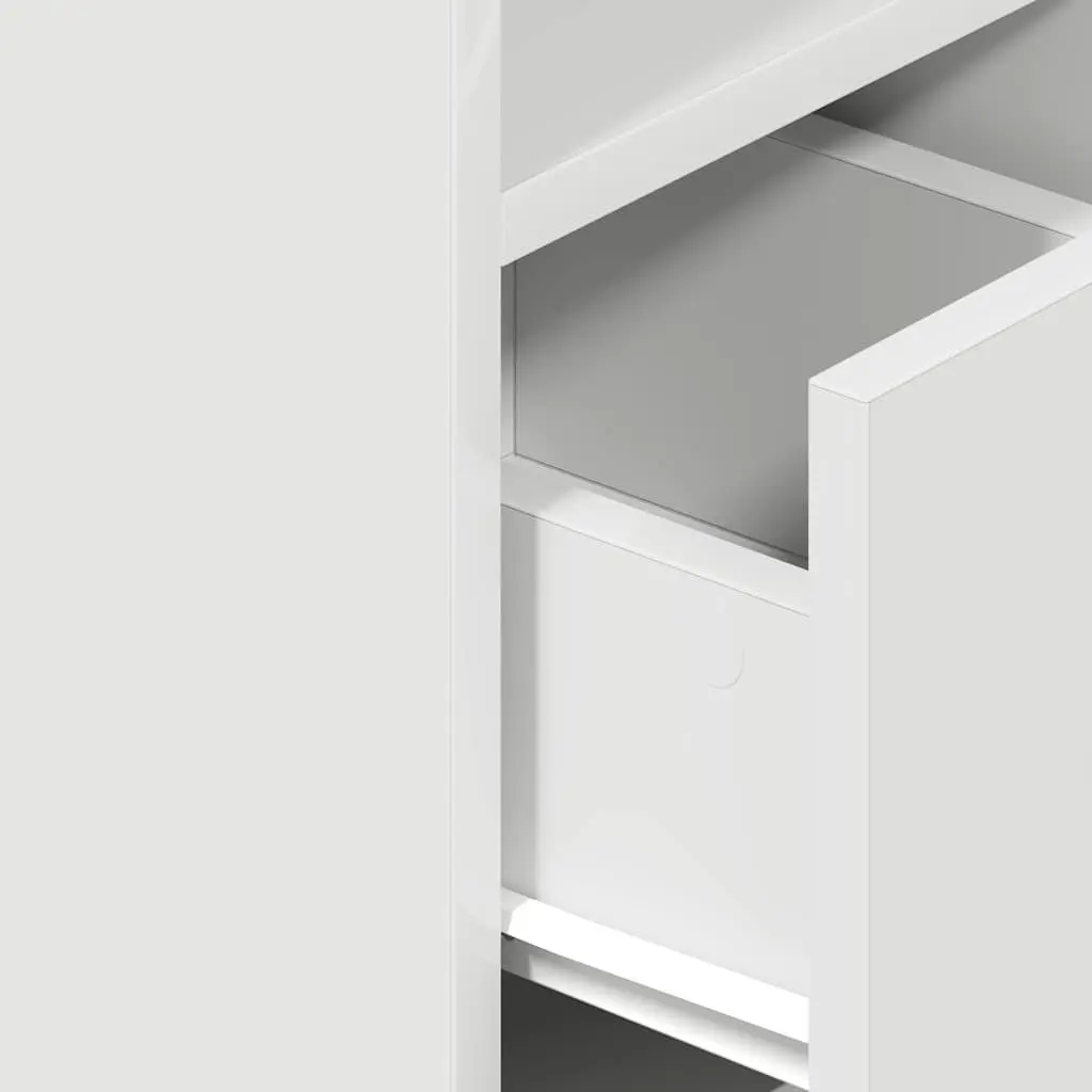 Bedside Cabinet with Drawer White Nightstand Bedroom Storage Table 25x31x66cm