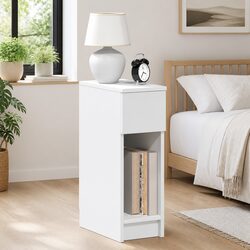 Bedside Cabinet with Drawer 2 pcs White Bedroom Storage Nightstand Furniture