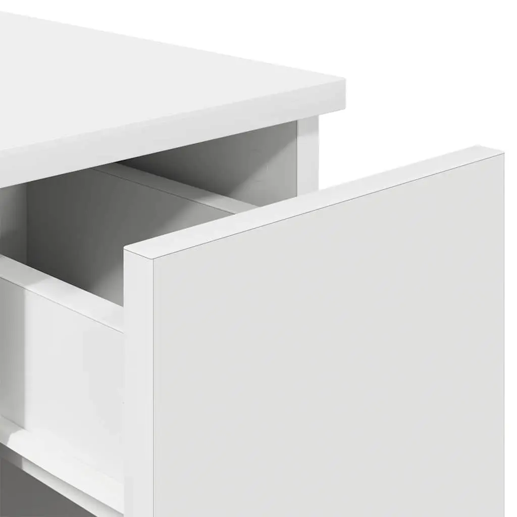 2 Piece White Bedside Cabinet Set with Drawer