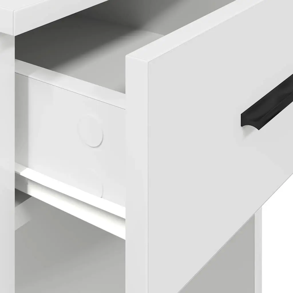 Computer Tower Stand with Drawer White Storage Cabinet PC Case Organizer
