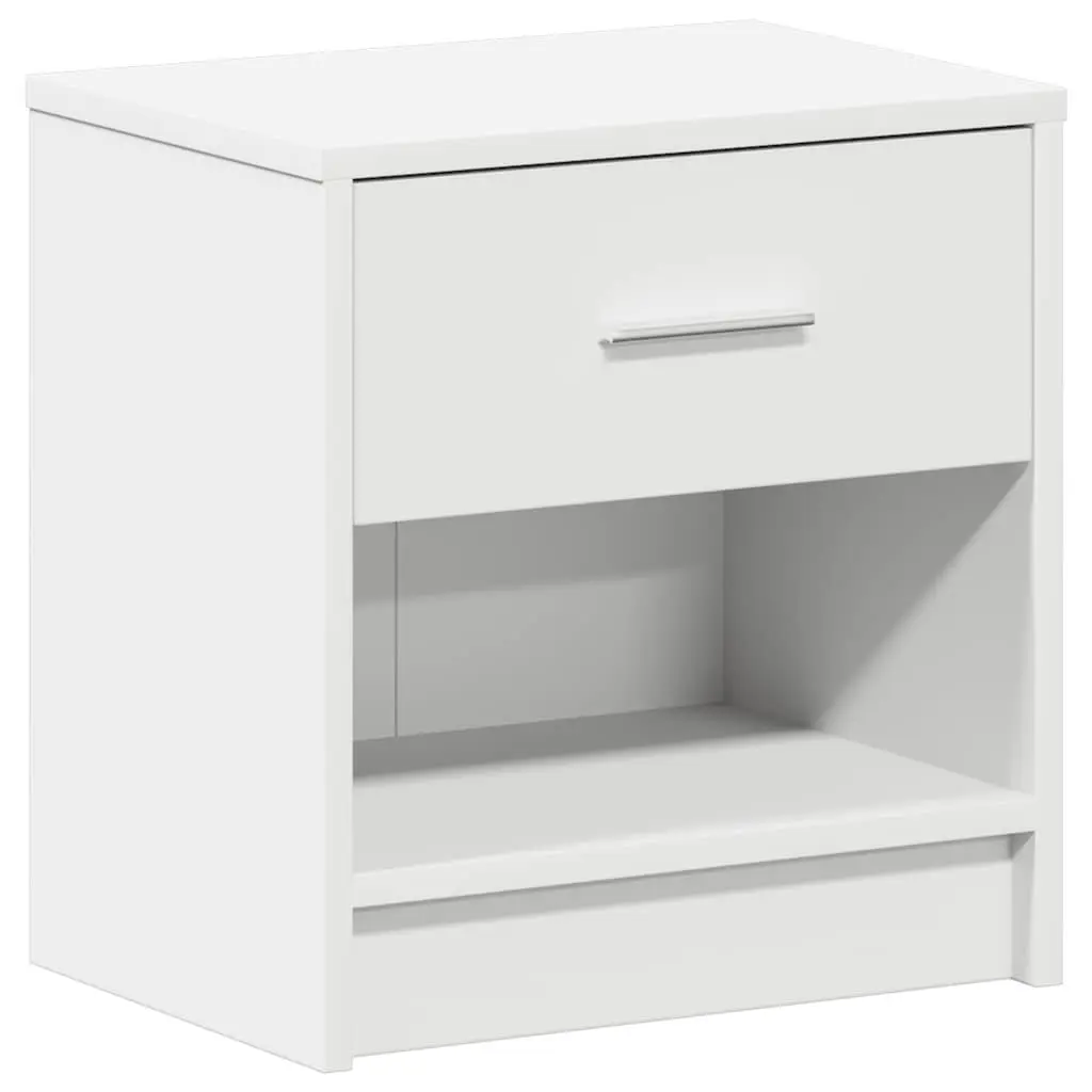 Bedside Cabinet with Drawer White Nightstand Bedroom Storage Table 39x28x41cm