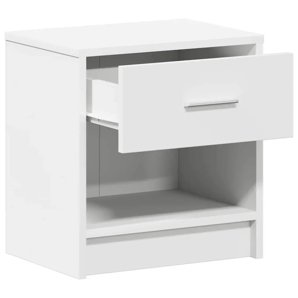 Bedside Cabinet with Drawer White Nightstand Bedroom Storage Table 39x28x41cm