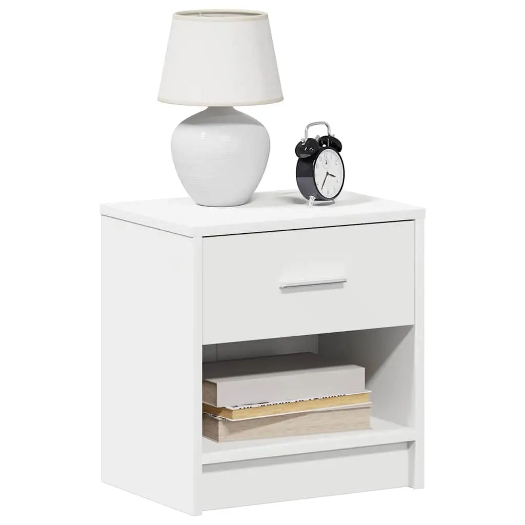 Bedside Cabinet with Drawer White Nightstand Bedroom Storage Table 39x28x41cm