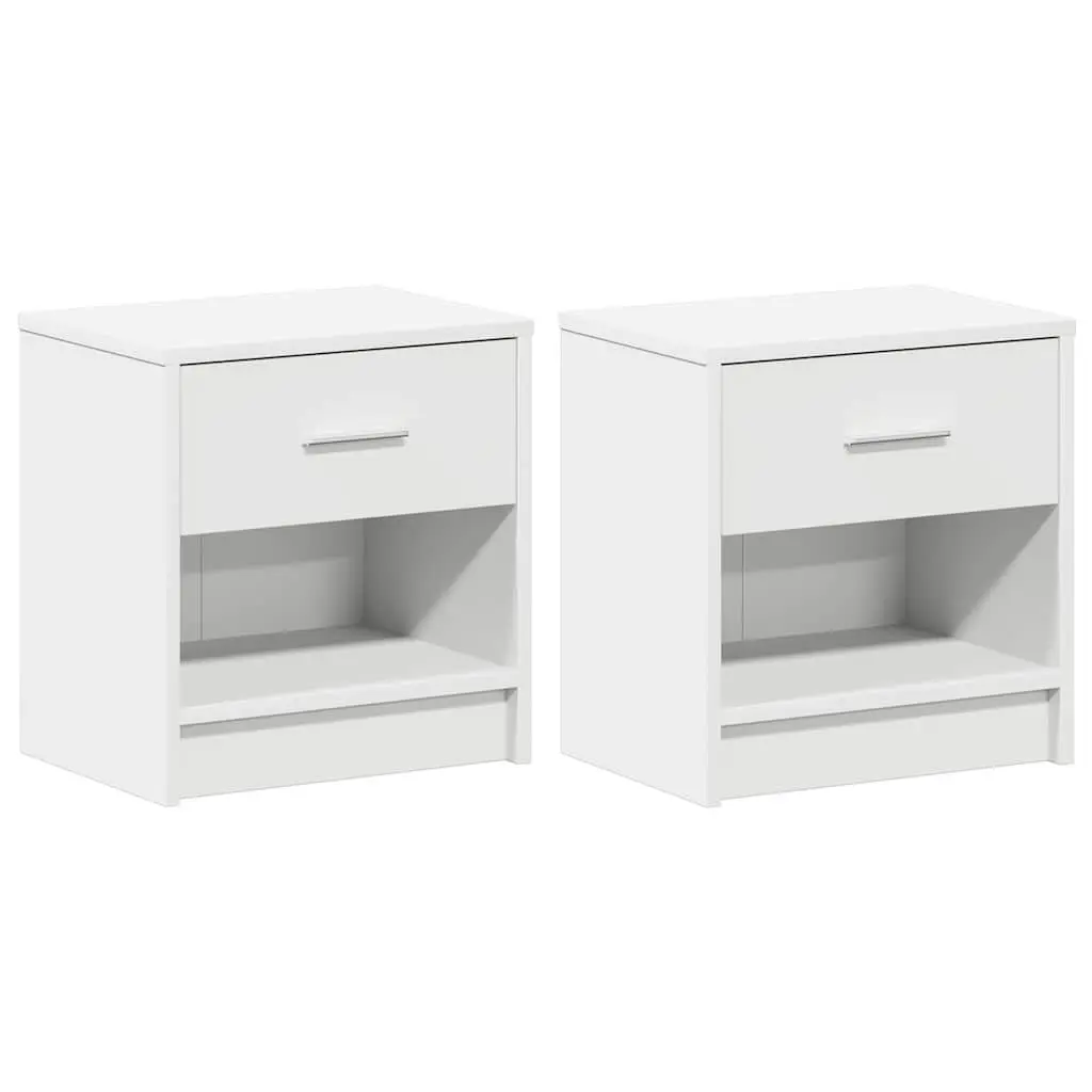 Bedside Cabinets 2 Piece Nightstand Storage Black 39W x 28D x 41H cm