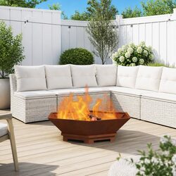 Cold-Rolled Steel Fire Pit - 100 x 100 x 28 cm Dimensions