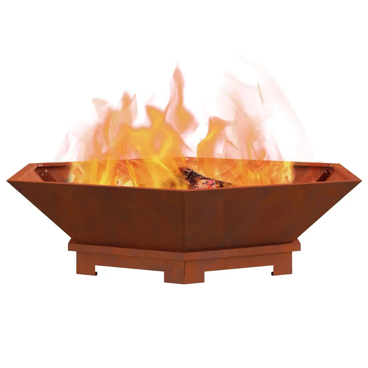 Fire Pit Outdoor Wood Burning Backyard Garden Heating Rusty Steel Weathering