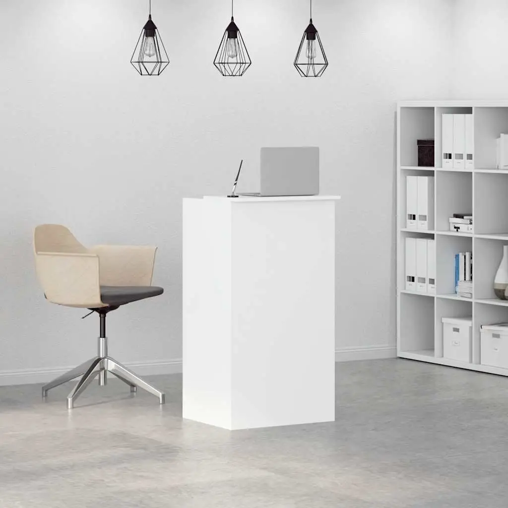 Reception Desk White Engineered Wood Office Counter 55W x 50D x 1035H cm