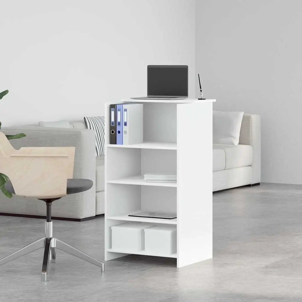 Reception Desk White Engineered Wood Office Counter 55W x 50D x 1035H cm