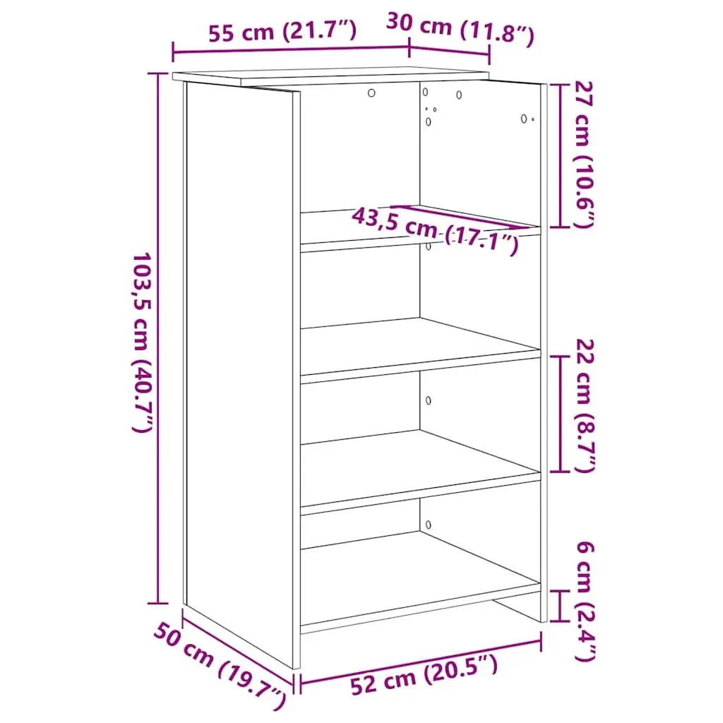 Reception Desk White Engineered Wood Office Counter 55W x 50D x 1035H cm