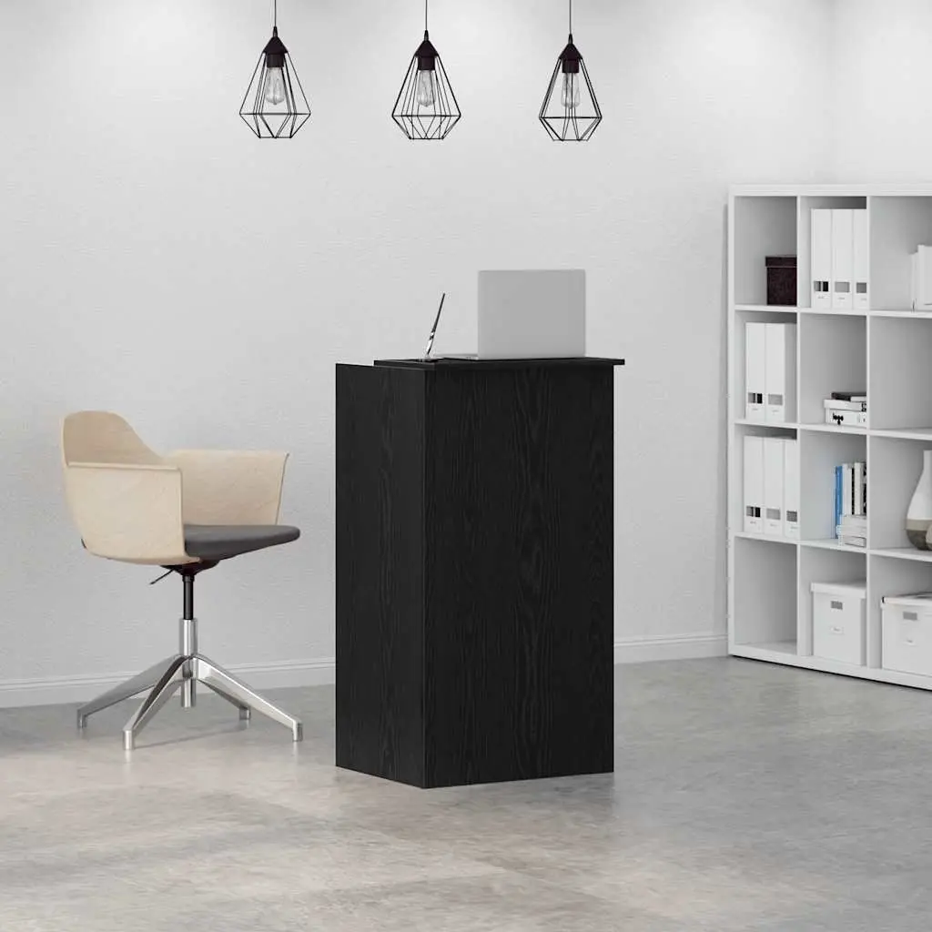 Reception Desk Black 55x50x103.5 cm with Counter Storage Shelf Office Furniture