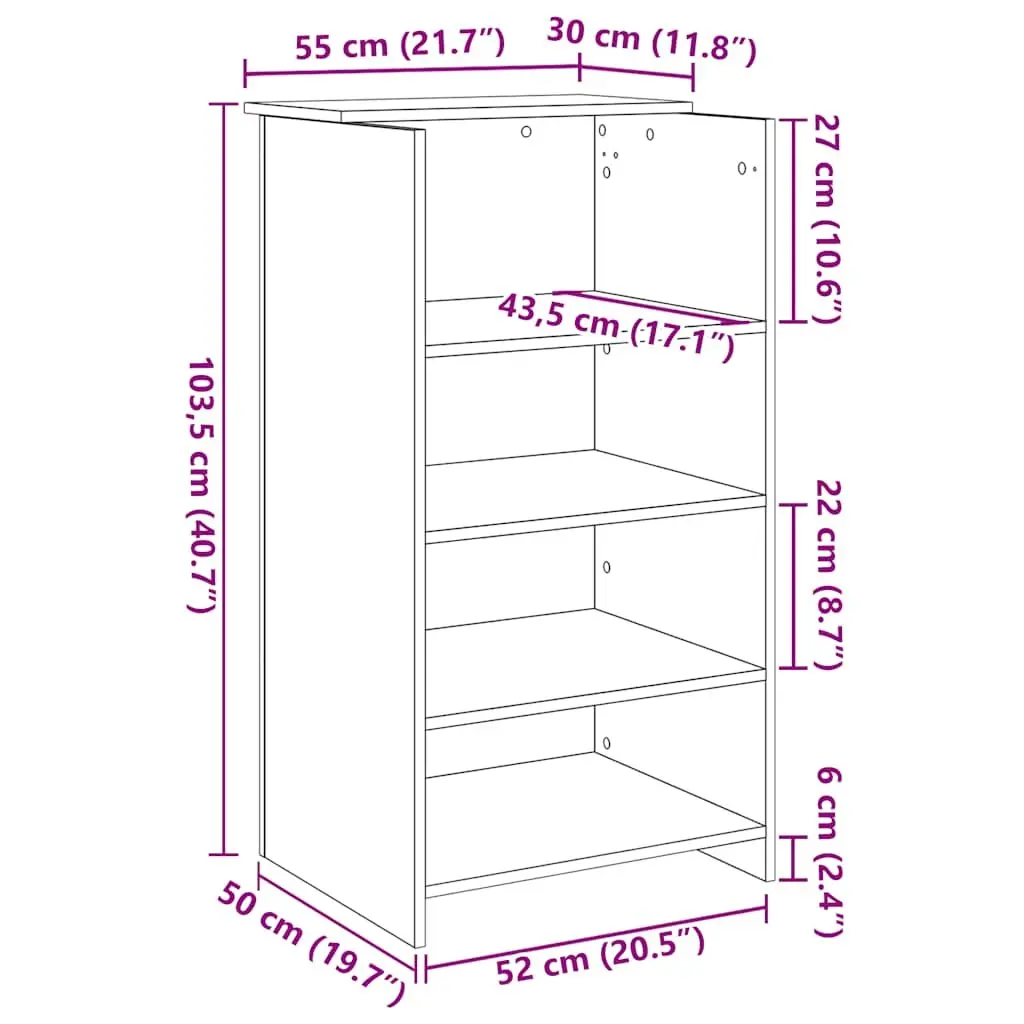 Reception Desk Brown Engineered Wood Office Counter 55x50x103.5cm Storage Shelf