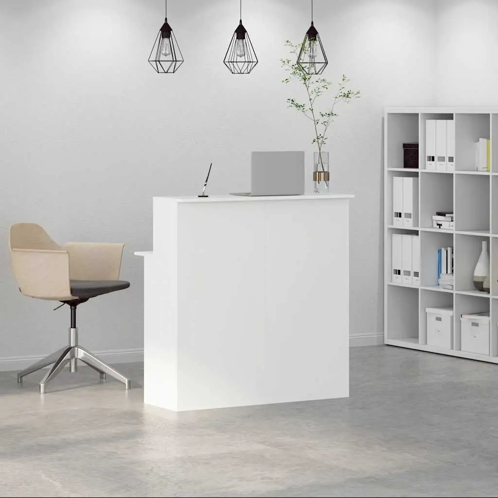 Reception Desk White 100x50x103.5 cm Office Counter Engineered Wood