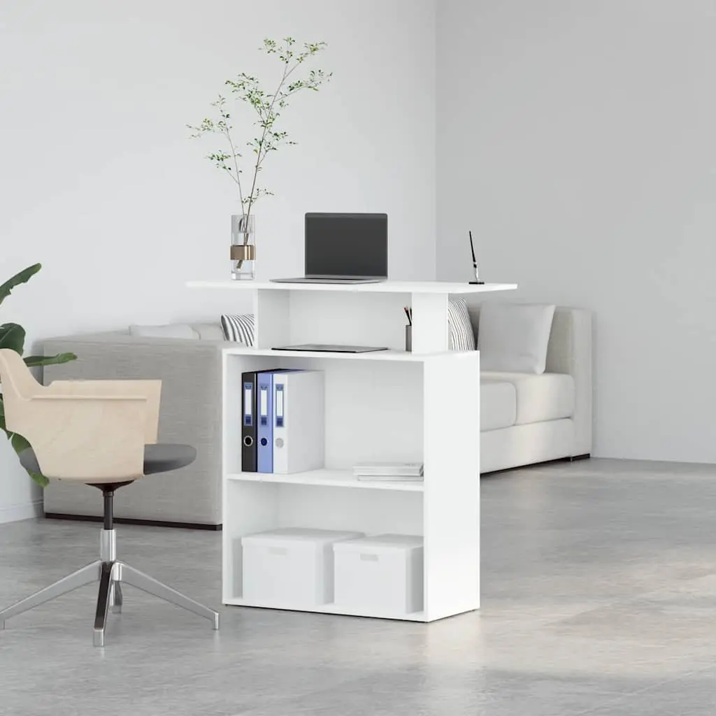 Reception Desk White for Office 100x40x104 cm Engineered Wood