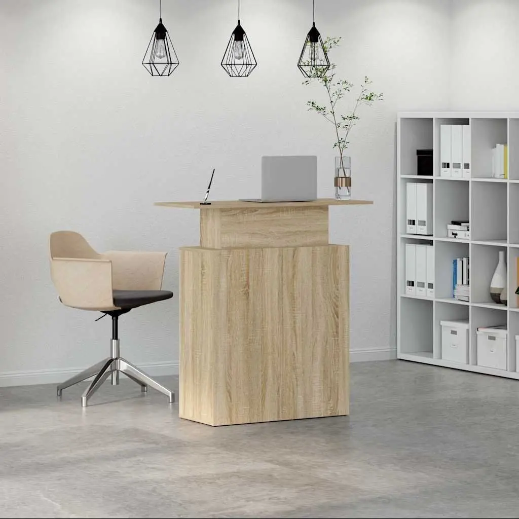 Reception Desk Office 100x40x104 cm Sonoma Oak with Storage Shelf