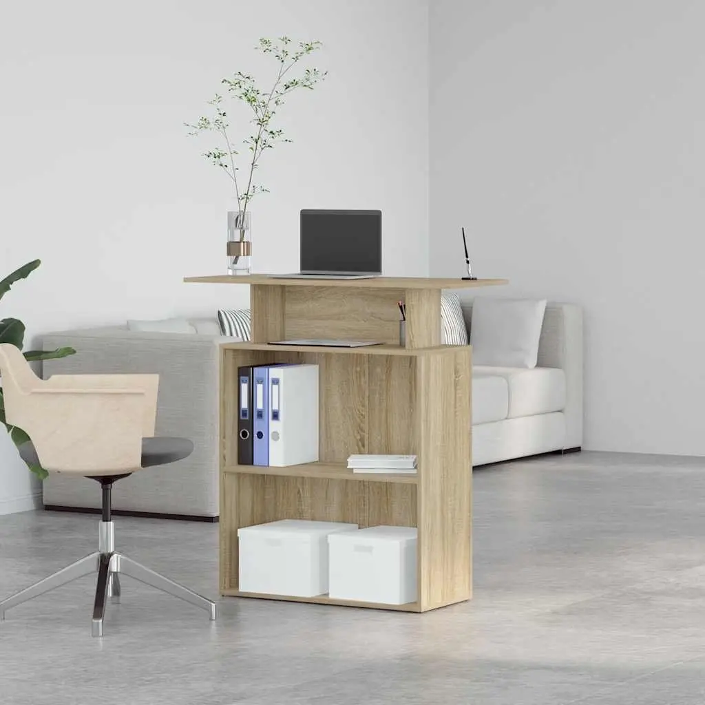 Reception Desk Office 100x40x104 cm Sonoma Oak with Storage Shelf