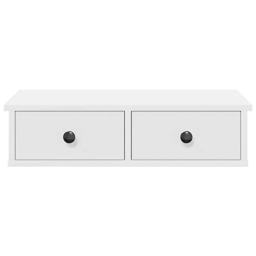 White Floating Wall Shelf with Drawers