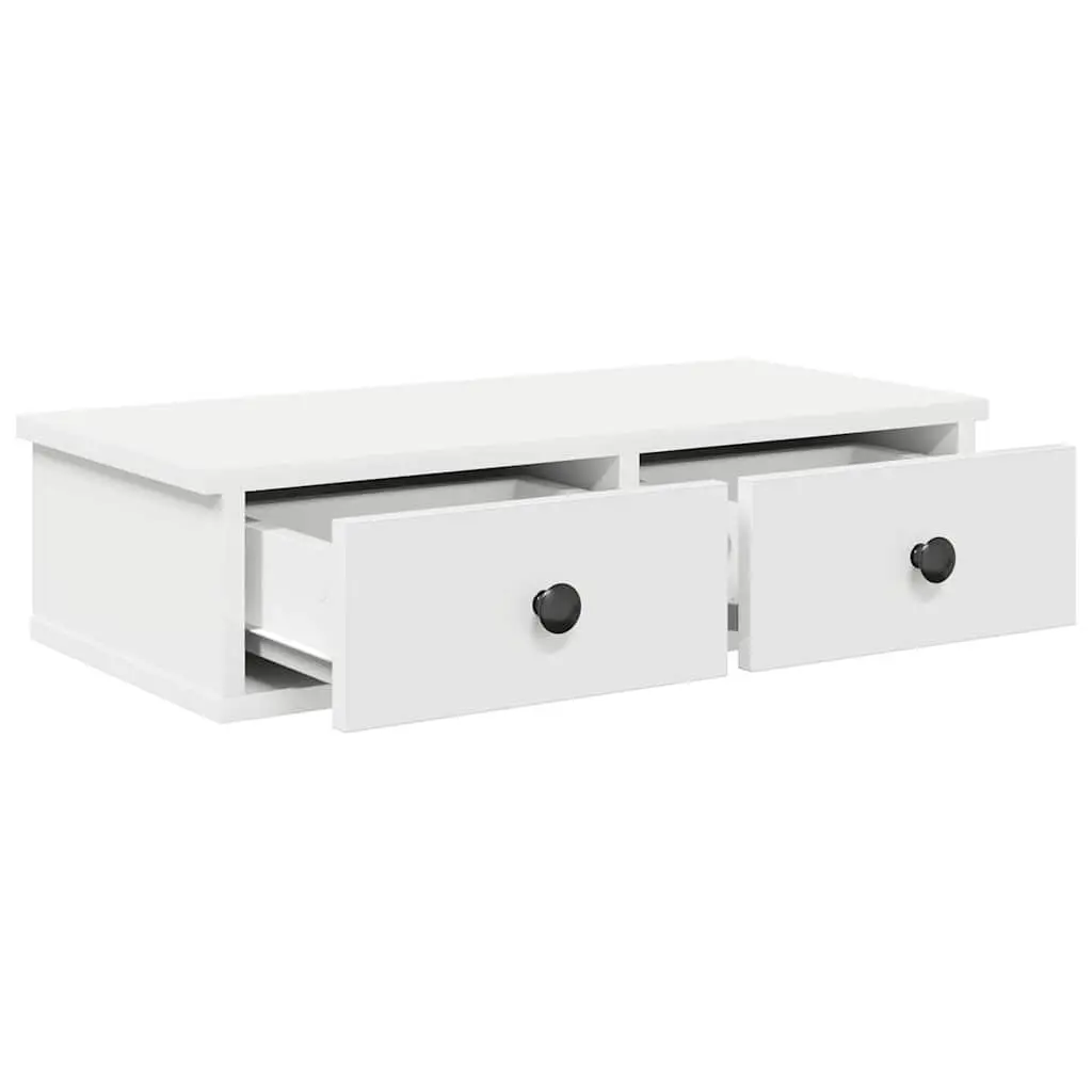 White Floating Wall Shelf with Drawers