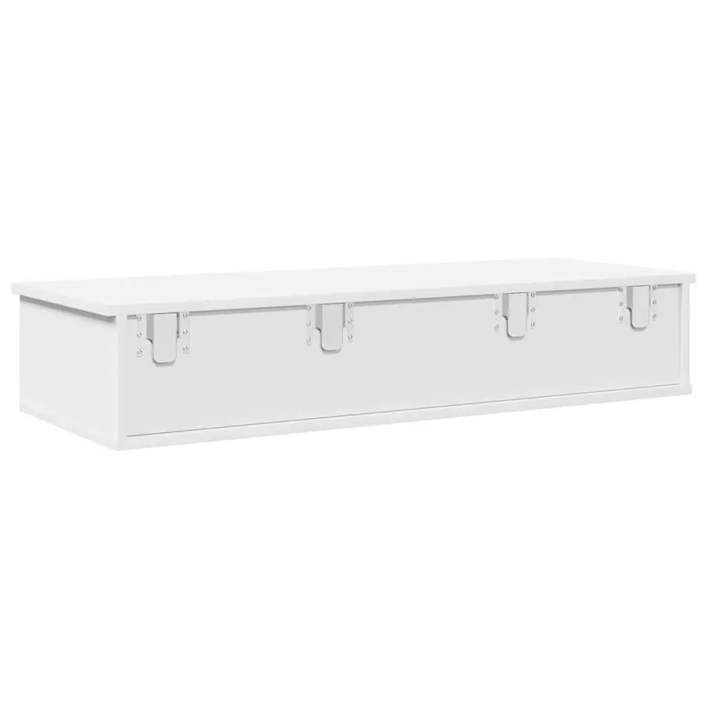 Wall Shelf with Drawers White 100x37.5x19 cm Storage Cabinet Engineered Wood