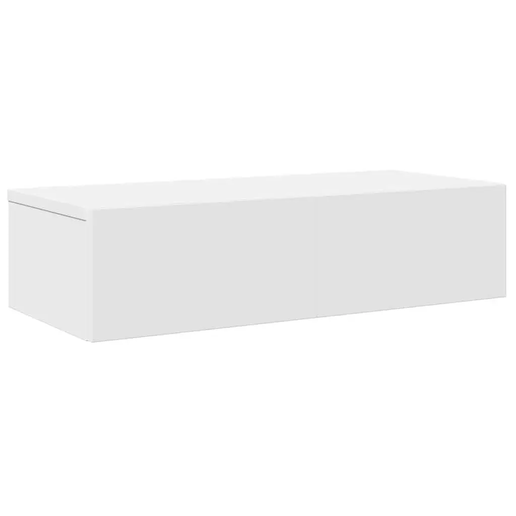 Wall Shelf with Drawers Floating Storage Cabinet Organiser Bedroom Living Room 60 x 26.5 x 15 cm White