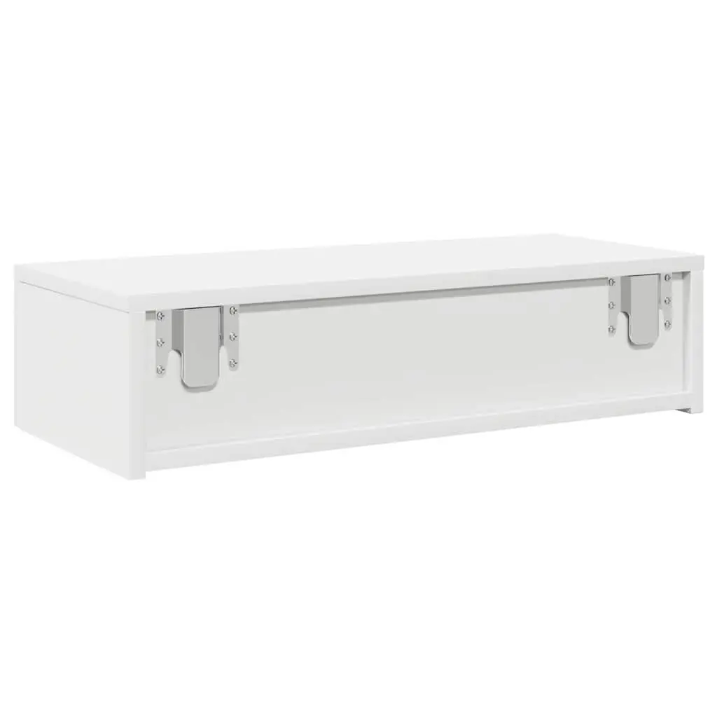 Wall Shelf with Drawers Floating Storage Cabinet Organiser Bedroom Living Room 60 x 26.5 x 15 cm White