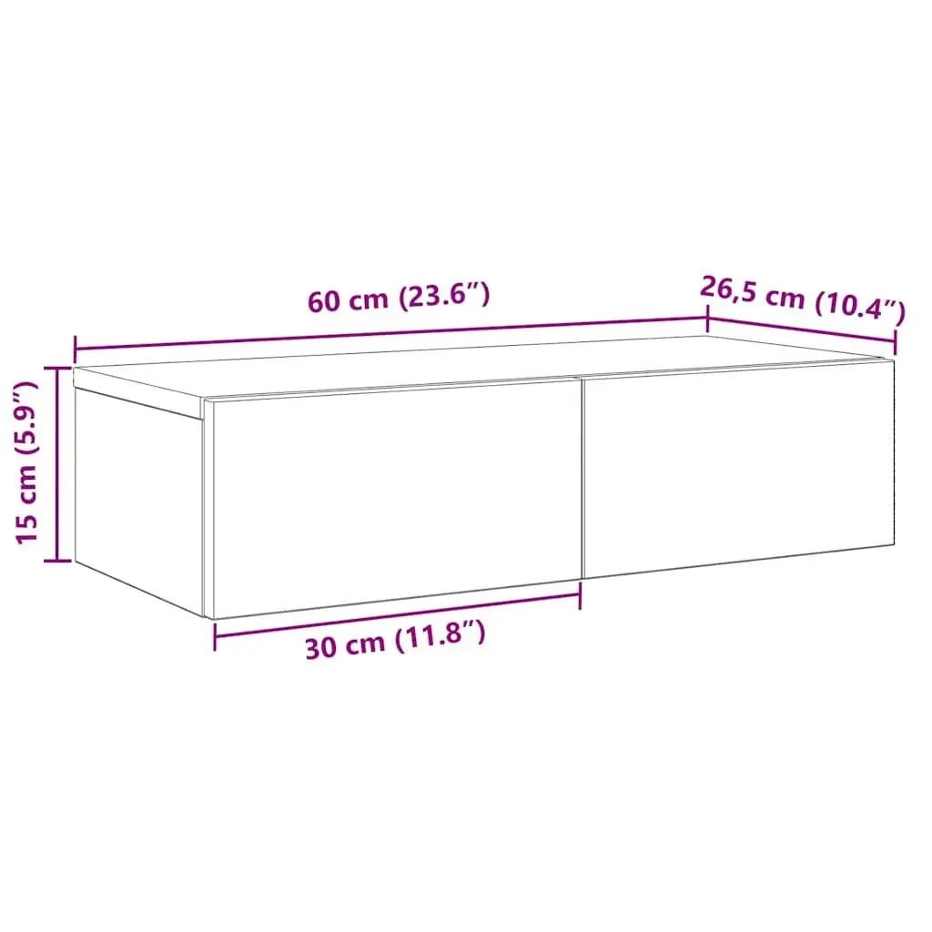 Wall Shelf with Drawers Floating Storage Cabinet Organiser Bedroom Living Room 60 x 26.5 x 15 cm White