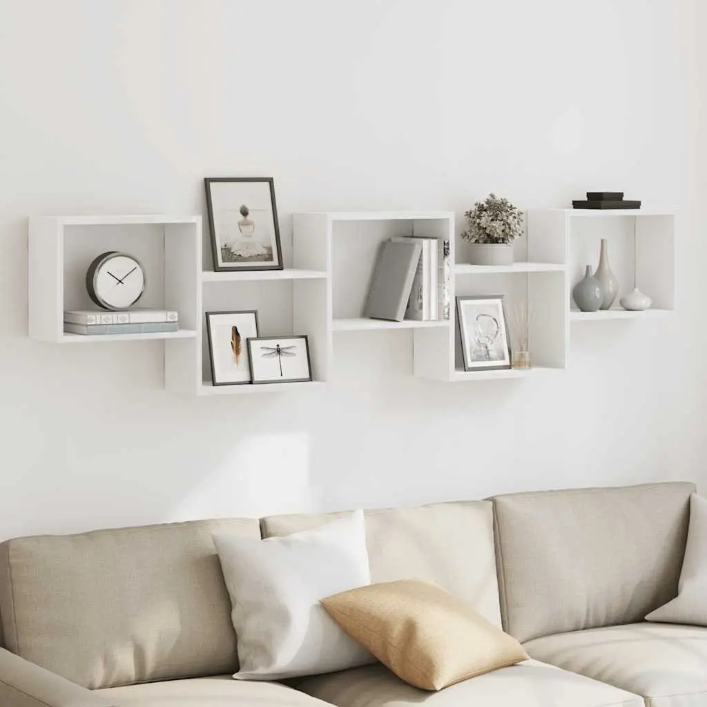 Wall Cube Shelf 5 Compartments Floating Storage Organizer Home Decor White