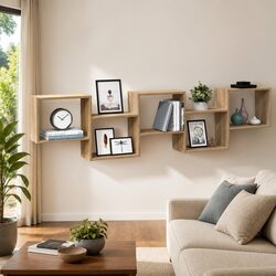 5-Compartment Floating Wall Shelf - Brown (Sonoma Oak)