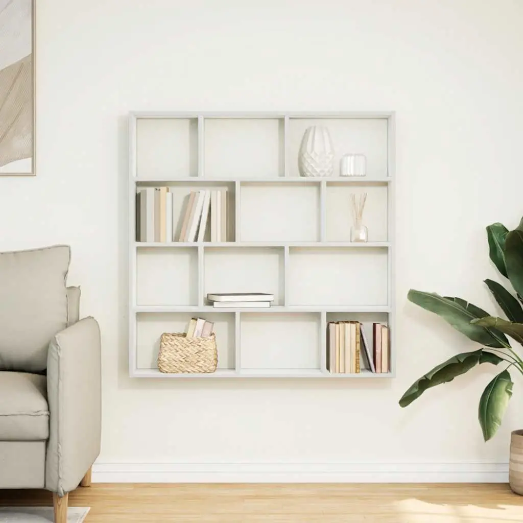 Wall Cube Shelf 12 Compartments White Floating Storage Organiser Unit for Living Room Bedroom