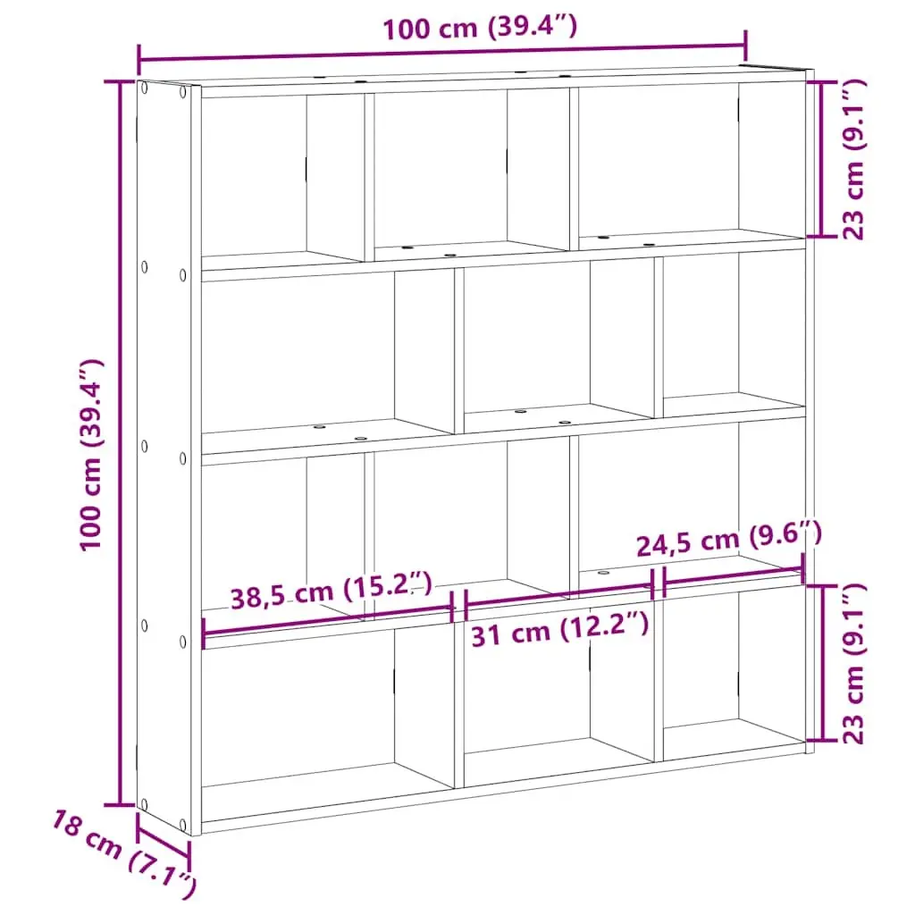Wall Cube Shelf 12 Compartments White Floating Storage Organiser Unit for Living Room Bedroom
