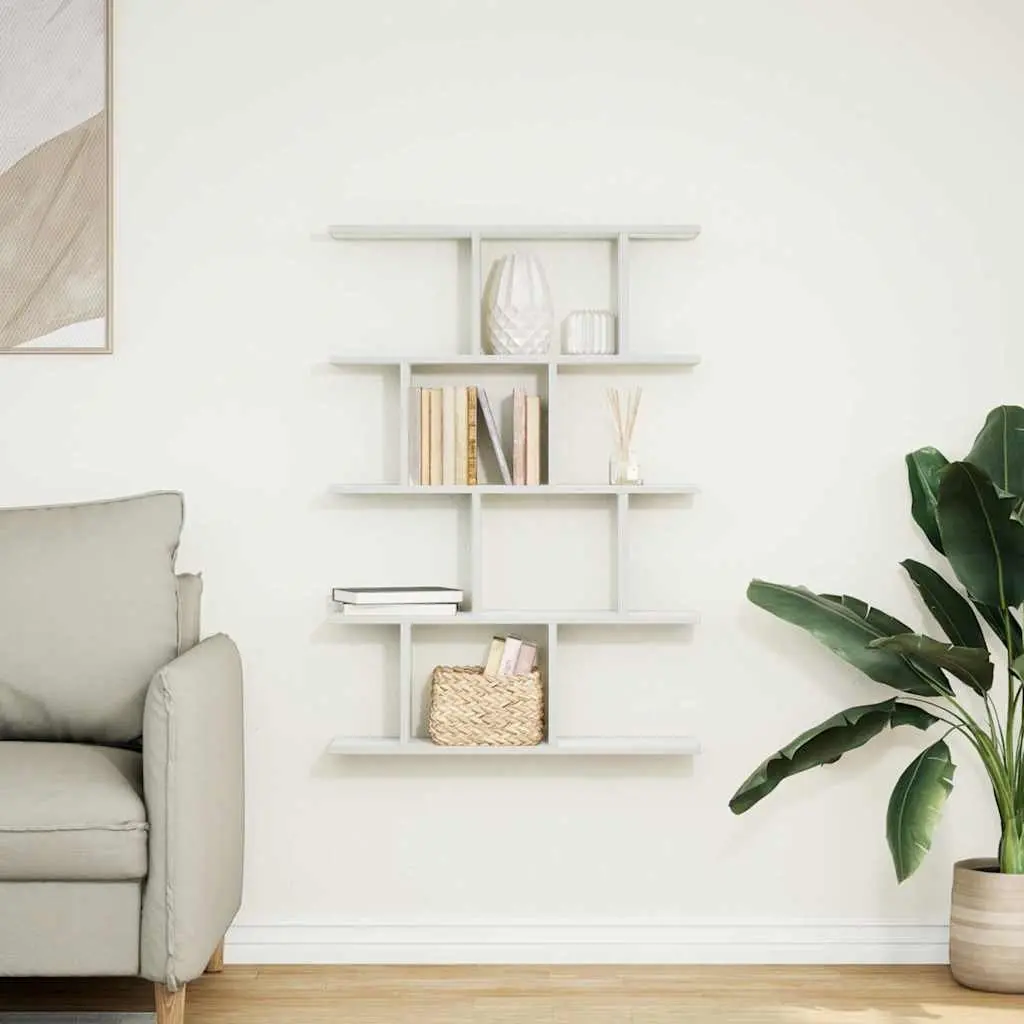 Wall-Mounted White Cube Shelf, 15 Compartments, Engineered Wood
