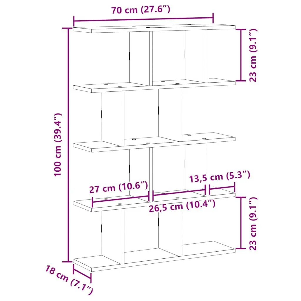 Wall-Mounted White Cube Shelf, 15 Compartments, Engineered Wood