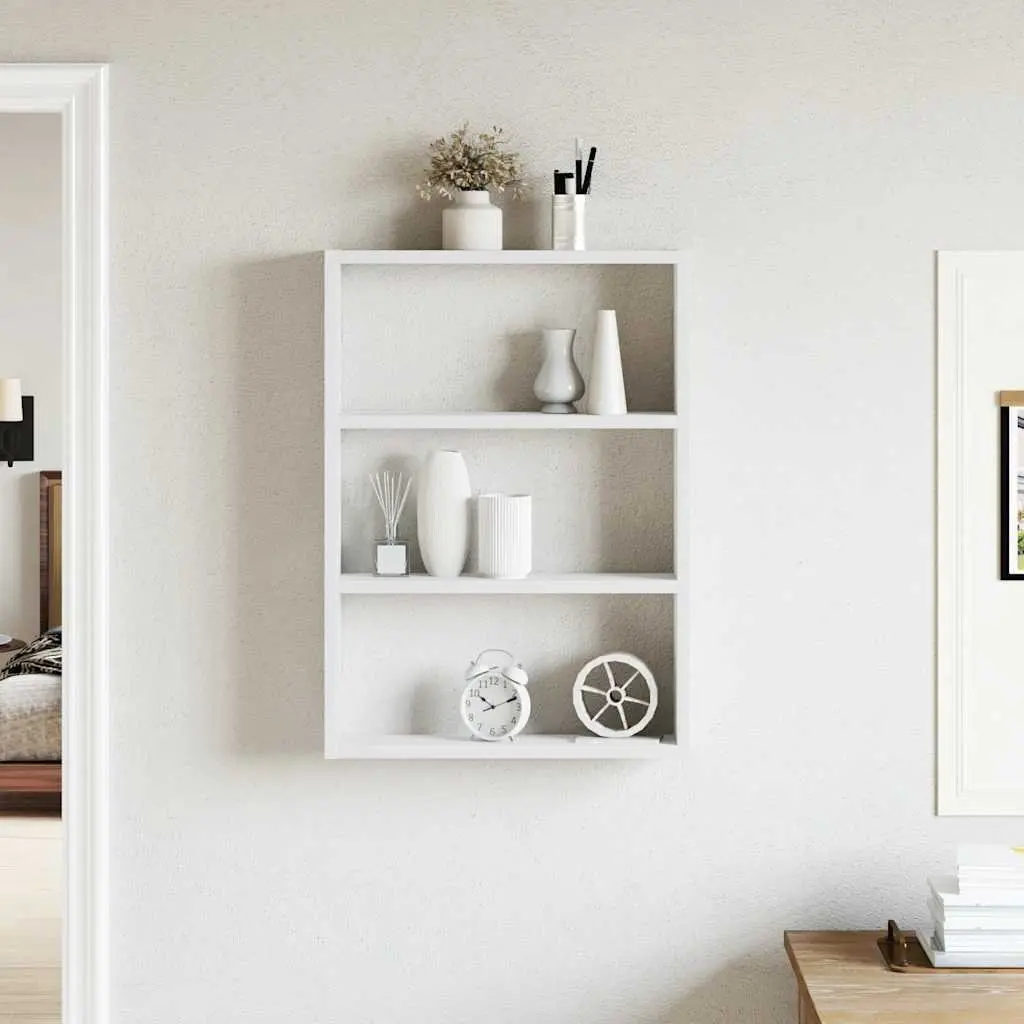 Wall Shelf White Floating Storage Organiser Engineered Wood 43x9x60cm Home Decor