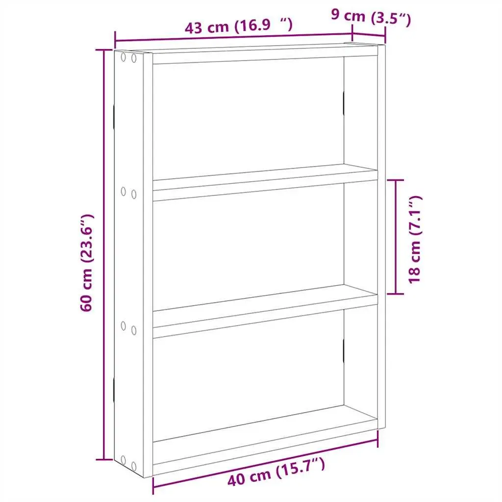 Wall Shelf White Floating Storage Organiser Engineered Wood 43x9x60cm Home Decor