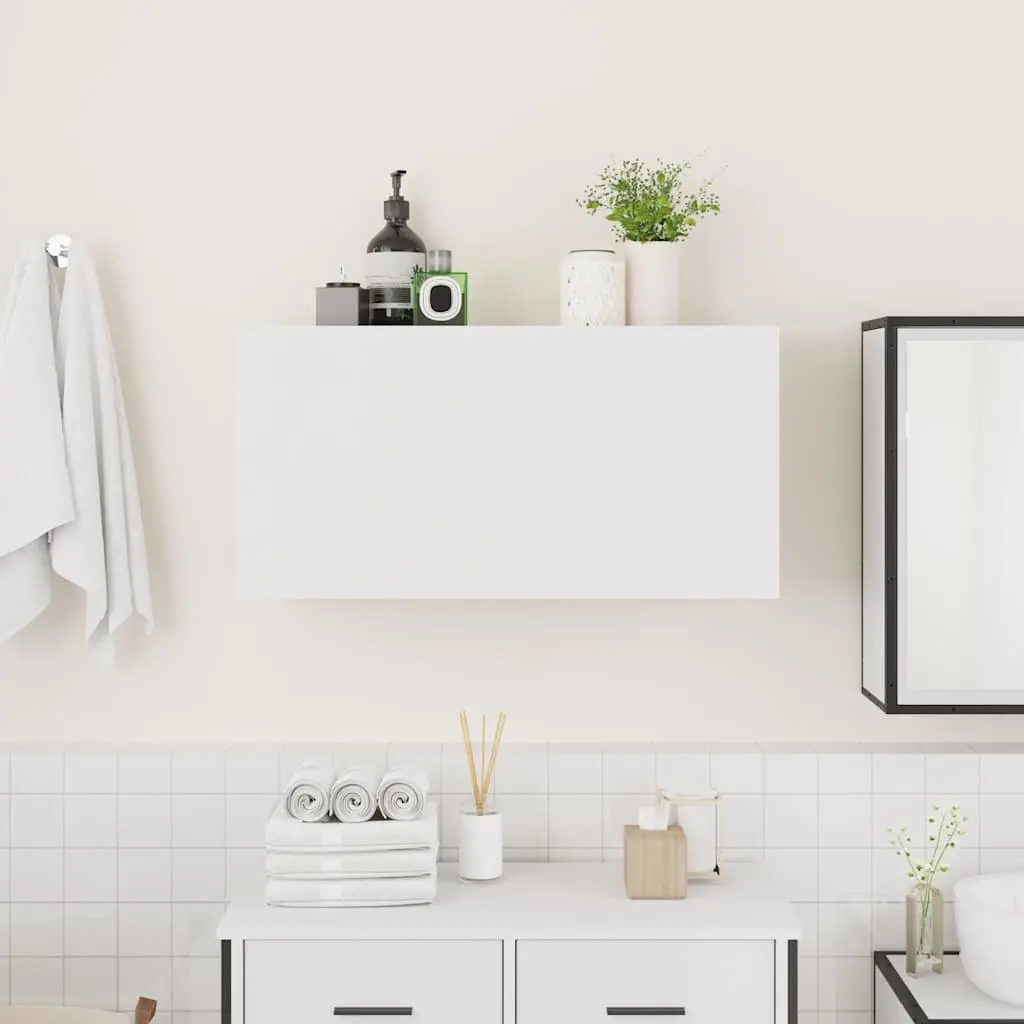 Bathroom Wall Cabinet White Storage Organizer Vanity Unit 80x25x40 cm