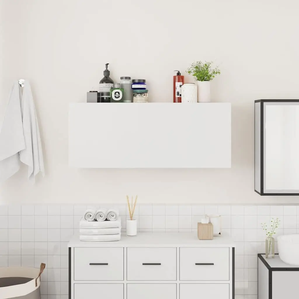 Bathroom Wall Cabinet White Engineered Wood Storage Vanity Unit 100x25x40cm