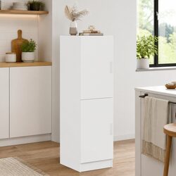 Kitchen Cabinet White Engineered Wood Storage Unit with Doors and Shelves