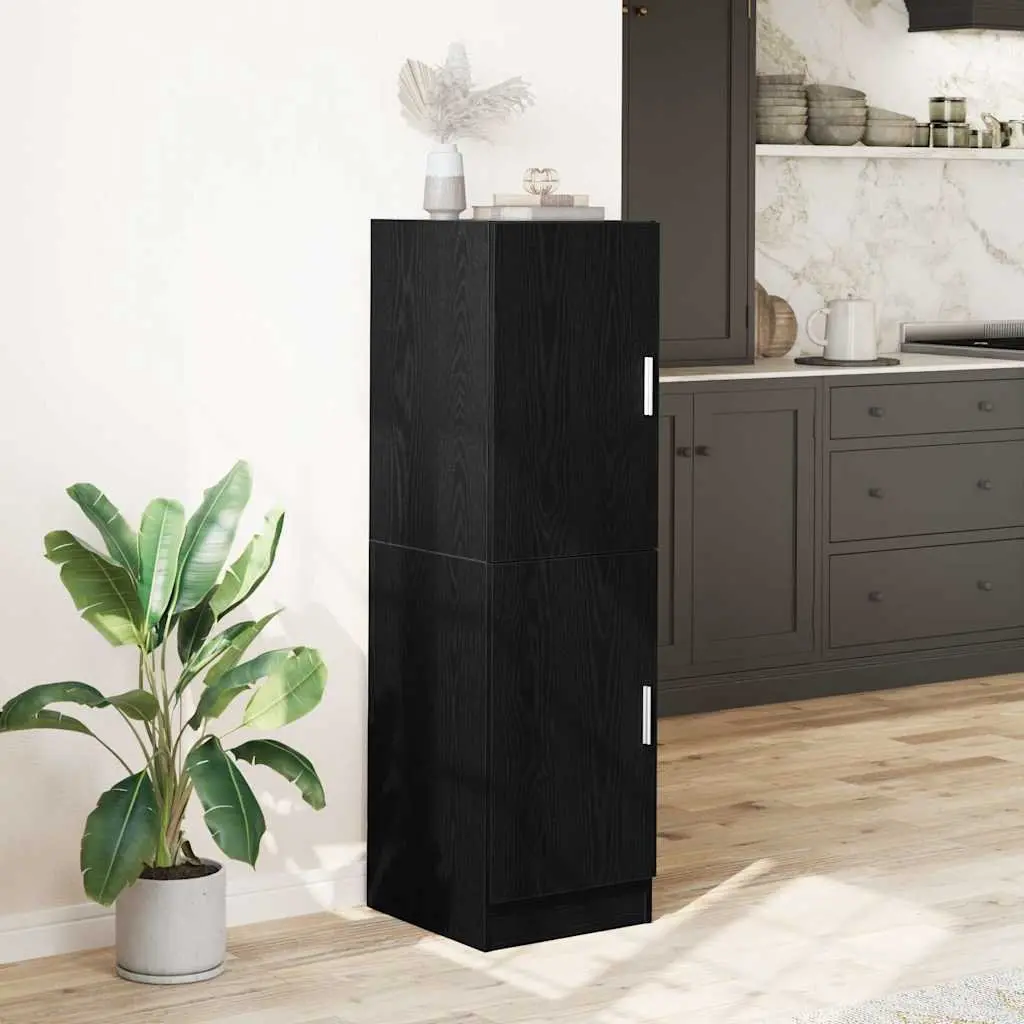 Engineered Wood Kitchen Storage Cabinet with Doors and Shelves for Home Use Black 38x41.5x131.5cm