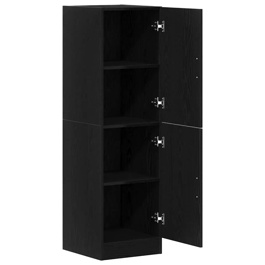Engineered Wood Kitchen Storage Cabinet with Doors and Shelves for Home Use Black 38x41.5x131.5cm