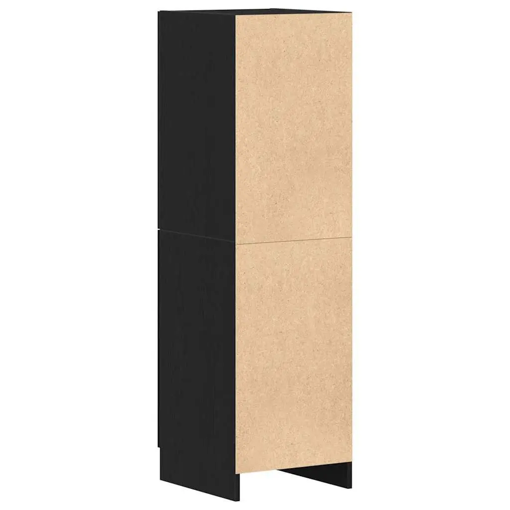 Engineered Wood Kitchen Storage Cabinet with Doors and Shelves for Home Use Black 38x41.5x131.5cm
