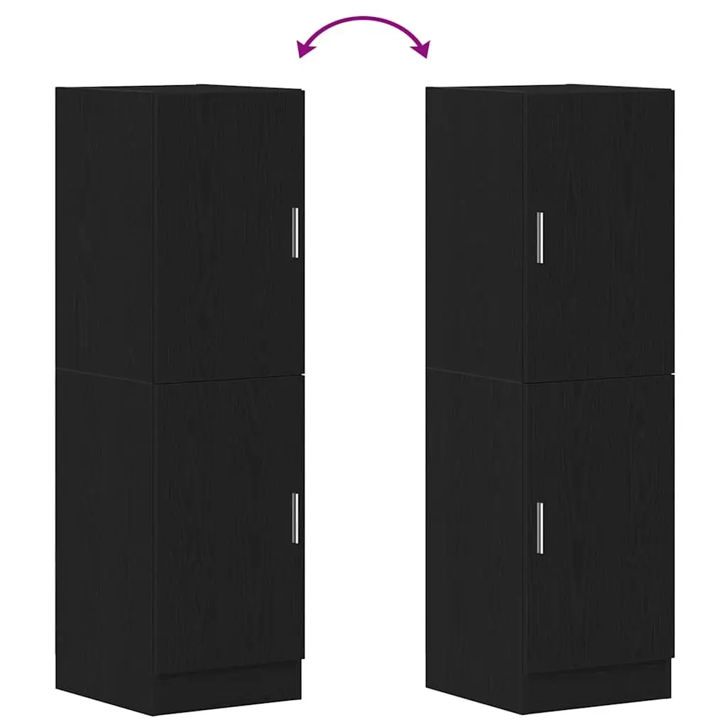 Engineered Wood Kitchen Storage Cabinet with Doors and Shelves for Home Use Black 38x41.5x131.5cm