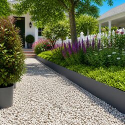 10pcs Garden Lawn Edging Strips - 25x103cm Steel Construction