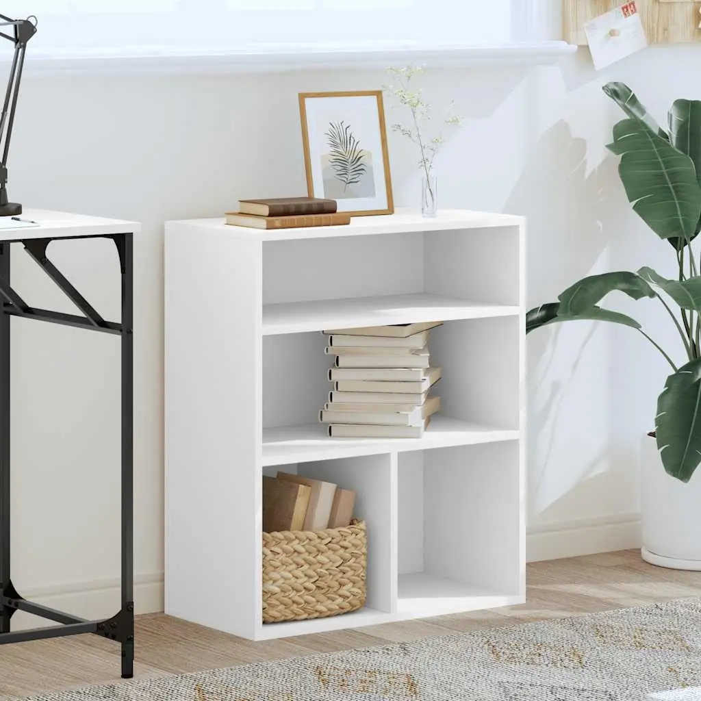 Book Cabinet White 60x30x71.5 cm Engineered Wood Storage Shelf Organiser Home